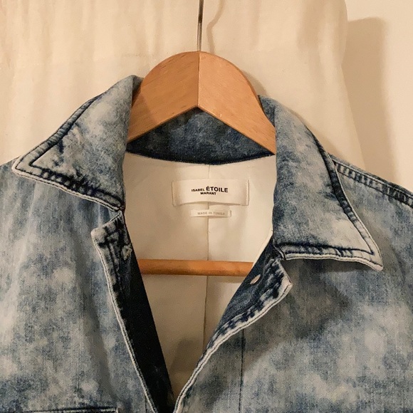 Isabel Marant Etoile Iolinea Acid Wash Jean Denim Puff Sleeve Jacket S/36 - Picture 11 of 12